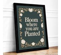 Bloom Where You Are Planted Botanical Framed Wall Art Print A1 (84.1×59.4cm) Black, Wall Decor for Living Room, Bedroom, Office & Home, Ready to Hang, Art Gift