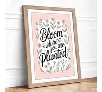 Bloom Where You Are Planted Botanical Framed Wall Art Print A1 Oak