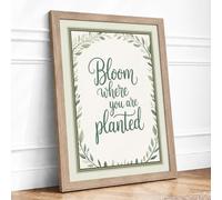 Bloom Where You Are Planted Minimalist Framed Wall Art Print A1 (84.1×59.4cm) Oak, Wall Decor for Living Room, Bedroom, Office & Home, Ready to Hang, Art Gift