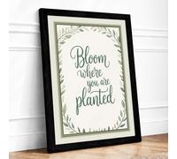 Bloom Where You Are Planted Minimalist Framed Wall Art Print A4 (29.7×21cm) Black, Wall Decor for Living Room, Bedroom, Office & Home, Ready to Hang, Art Gift