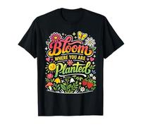 Bloom Where You are Planted Retro 70s Floral Garden Hippie T-Shirt