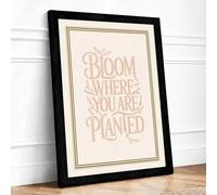 Bloom Where You Are Planted Typography Framed Wall Art Print A1 (84.1×59.4cm) Black, Wall Decor for Living Room, Bedroom, Office & Home, Ready to Hang, Art Gift