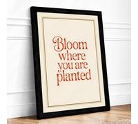 Bloom Where You Are Planted Vintage Framed Wall Art Print A1 (84.1×59.4cm) Black, Wall Decor for Living Room, Bedroom, Office & Home, Ready to Hang, Art Gift
