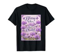 Bloom Where You are Purple Floral Butterflies T-Shirt