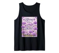 Bloom Where You are Purple Floral Butterflies Tank Top