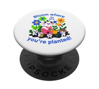 Bloom Where You're Planted Cute Frog Flower Design PopSockets Adhesive PopGrip