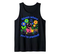 Bloom Where You're Planted Cute Frog Flower Design Tank Top