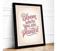 Bloom Where You're Planted Typography Framed Wall Art Print A3 (42×29.7cm) Black, Wall Decor for Living Room, Bedroom, Office & Home, Ready to Hang, Art Gift
