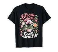 Bloom Where You're Repotted Orchid Orchids Houseplant Value Graphic T-Shirt, Men, Black, XL