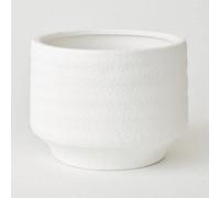 Bloom Wide White Terracotta Vase - Modern Vase For Fresh Or Artificial Flower Stem Bouquet Arrangements - Measures H15 X 20.5Cm Diameter