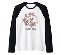 Bloom Wild Spring Bird Quote Cherry Blossom Lover Flight NAT Raglan Baseball Tee