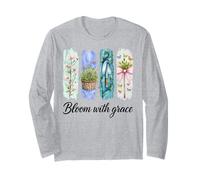 Bloom with Grace Pastel Garden Flowers Art Long Sleeve T-Shirt