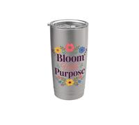 Bloom with Purpose Inspirational Floral Quote Stainless Steel Insulated Tumbler