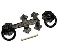 Blooma Black Antique Effect Iron Ring Gate Latch, (L)152mm