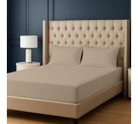 BloomBedding 100% Egyptian Cotton 400 Thread Count Double 3PC Fitted Sheet - 35cm Deep Pocket - Skin Safe, Hypoallergenic & Soft With Resilient Elastic Corners For Secure Fit - Pillowcases 2Pack