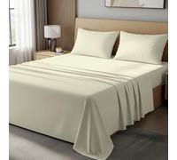 BloomBedding 100% Egyptian Cotton 400 Thread Count Double 3PC Flat Sheet Set - Skin Safe & Durable With Nicely Stitched Corners With Pillowcases 2Pack