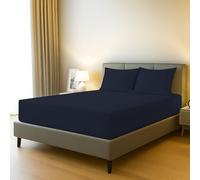 BloomBedding 100% Egyptian Cotton 400 Thread Count King Size 3PC Fitted Sheet - 40cm Deep Pocket - Skin Safe, Durable & Soft With Resilient Elastic Corners For Secure Fit - Pillowcases 2Pack