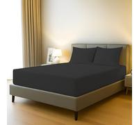 BloomBedding 100% Egyptian Cotton 400 Thread Count King Size 3PC Fitted Sheet - 40cm Deep Pocket - Skin Safe, Durable & Soft With Resilient Elastic Corners For Secure Fit - Pillowcases 2Pack