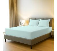 BloomBedding 100% Egyptian Cotton 400 Thread Count King Size 3PC Fitted Sheet - 40cm Deep Pocket - Skin Safe, Durable & Soft With Resilient Elastic Corners For Secure Fit - Pillowcases 2Pack