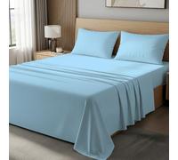 BloomBedding 100% Egyptian Cotton 400 Thread Count King Size 3PC Flat Sheet Set - Skin Safe & Durable With Nicely Stitched Corners With Pillowcases 2Pack