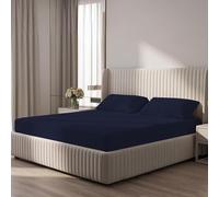 BloomBedding 100% Egyptian Cotton 400 Thread Count Super King Size 3PC Fitted Sheet - 25cm Deep Pocket - Skin Safe, Hypoallergenic & Soft With Elastic Corners For Secure Fit - Pillowcases 2Pack