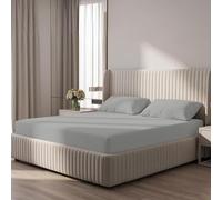 BloomBedding 100% Egyptian Cotton 400 Thread Count Super King Size 3PC Fitted Sheet - 25cm Deep Pocket - Skin Safe, Hypoallergenic & Soft With Elastic Corners For Secure Fit - Pillowcases 2Pack