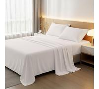 BloomBedding 100% Egyptian Cotton 400TC 4PC Bed Sheet Set | 1x King Size Fitted Sheet 1x King Size Flat Sheet With Matching Pillowcases 2 Pack Durable & Machine Washable