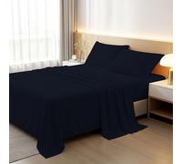 BloomBedding 100% Egyptian Cotton 400TC 4PC Bed Sheet Set | 1x King Size Fitted Sheet 1x King Size Flat Sheet With Matching Pillowcases 2 Pack Durable & Machine Washable