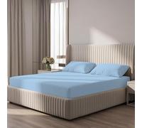 BloomBedding 3PC King Size Fitted Sheet 400 Thread Count 100% Egyptian Cotton 25cm Deep Pocket Fitted Sheet King Size Bedding Set With Pillow Cases 2 Pack