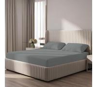 BloomBedding 3PC King Size Fitted Sheet 400 Thread Count 100% Egyptian Cotton 25cm Deep Pocket Fitted Sheet King Size Bedding Set With Pillow Cases 2 Pack