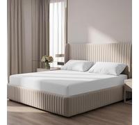 BloomBedding 3PC King Size Fitted Sheet 400 Thread Count 100% Egyptian Cotton 25cm Deep Pocket Fitted Sheet King Size Bedding Set With Pillow Cases 2 Pack