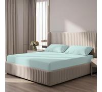 BloomBedding 3PC King Size Fitted Sheet 400 Thread Count 100% Egyptian Cotton 25cm Deep Pocket Fitted Sheet King Size Bedding Set With Pillow Cases 2 Pack