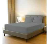 BloomBedding 3PC Super King Fitted Sheet 400 Thread Count 100% Egyptian Cotton 40cm Deep Pocket Fitted Sheet Super King Bedding Set With Pillow Cases 2 Pack