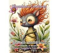 Bloomborn Creatures: A Grayscale Coloring Book of Whimsical Floral Creatures & Enchanted Forest Magic