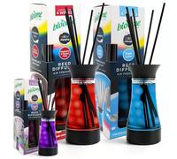 Bloome 2pk Assorted Colour Changing Reed Diffuser for Home Fragrance - Raspberry & Passion Fruit, Fresh Linen & Lavender Fields, Kitchen Odour Eliminator and Decorative Bathroom Air Freshener (2×30ml)