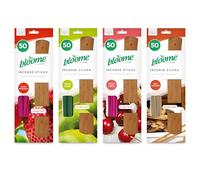Bloome 4pk Incense Stick Holders with 200x Assorted Fragranced Incense Sticks 4x50pk in Strawberry, Apple, Cherry & Sandalwood - Fruity & Cosy - Brighten Space, Mood, Ease Stress & Support Mindfulness