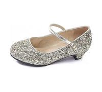 BloomFahsion® Kids Children Sparkle Glitter Block Heeled Shoe, Girls Princess Mary Jane Style Party Wedding Pump Shoes Evening Dress Sandals Size 1-12 UK (Gold, 2.5UK)