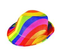 BloomFashion® Deluxe Gay Pride Rainbow Gangster Trilby Hat Fancy Dress Accessory | Adults Lgbt Party Lesbian Summer Festival Colourful Headwear For Men And Women