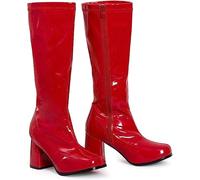 BloomFashion® New Women’s 1960’s 70’s Retro Knee-High Long Heel Boots Ladies Fancy Dress Party Go Go Boots With Side Zip Closure Size 3-12 UK (Red, 12Uk)