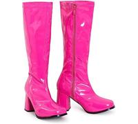 BloomFashion® New Women’s 1960’s 70’s Retro Knee-High Long Heel Boots Ladies Fancy Dress Party Go Go Boots With Side Zip Closure Size 3-12 UK (Fuchsia, 9Uk)