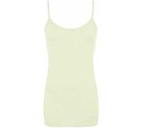 BloomFashion® New Womens Basic Sleeveless Strappy Cami Tops Ladies Plain Long Adjustable Spaghetti Strap Camisole Vest Tank Top Summer Mini Dress UK Plus Size 12-14 Cream