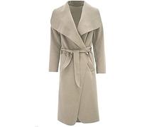 BloomFashion® Womens Long Sleeve Belted Oversized Italian Duster Coat - Ladies Celebrity Style Drape Waterfall Jacket Cardigan with Pocket Plus Size UK 16-18 Mocha