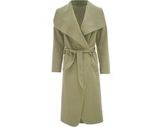 BloomFashion® Womens Long Sleeve Belted Oversized Italian Duster Coat - Ladies Celebrity Style Drape Waterfall Jacket Cardigan with Pocket Plus Size UK 12-14 Khaki