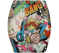 BloomFashion® Womens Printed Mini Skirts Ladies Stretchy Elasticated Waistand Short Mini Skirt Fitted Midi Pencil Tube Tartan Check Skirt Bodycon Summer Party Wear UK Plus Size 12-14 Bang
