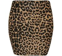 BloomFashion® Womens Printed Mini Skirts Ladies Stretchy Elasticated Waistand Short Mini Skirt Fitted Midi Pencil Tube Tartan Check Skirt Bodycon Summer Party Wear UK Plus Size 16-18 Brown Leopard