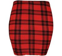 BloomFashion® Womens Printed Mini Skirts Ladies Stretchy Elasticated Waistand Short Mini Skirt Fitted Midi Pencil Tube Tartan Check Skirt Bodycon Summer Party Wear UK Plus Size 12-14 Tartan Red