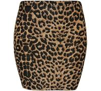 BloomFashion® Womens Printed Mini Skirts Ladies Stretchy Elasticated Waistand Short Mini Skirt Fitted Midi Pencil Tube Tartan Check Skirt Bodycon Summer Party Wear UK Plus Size 12-14 Brown Leopard