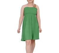 BloomFashion® Womens Sheering Boob Tube Strapless Bandeau Top Ladies Plain Off Shoulder Elasticated Bust Beach Summer Flared Swing Ruched Mini Dress Boobtube Top Plus Size UK 16-18 Jade Green