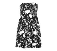 BloomFashion® Womens Sheering Boob Tube Strapless Bandeau Top Ladies Plain Off Shoulder Elasticated Bust Beach Summer Flared Swing Ruched Mini Dress Boobtube Top Plus Size UK 20-22 Skull Rose