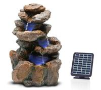Bloomida Solar Fountain for Outdoor Use | Fountain with LED I Balcony/Garden Fountain Solar Waterfall Outdoor I Outdoor Cascade Fountain Water Fountain Garden (Yosemite Fall - Brown)